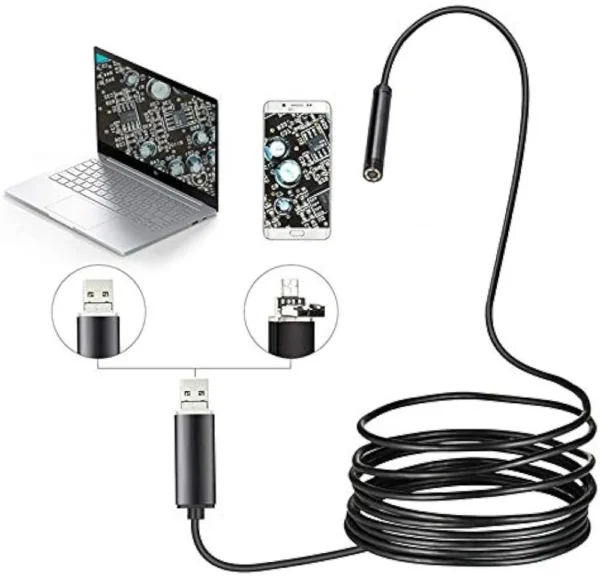 Endoscope Mini HD Camera Snake Tube 7 mm Lens USB Inspection 6 LED Borescope Camera